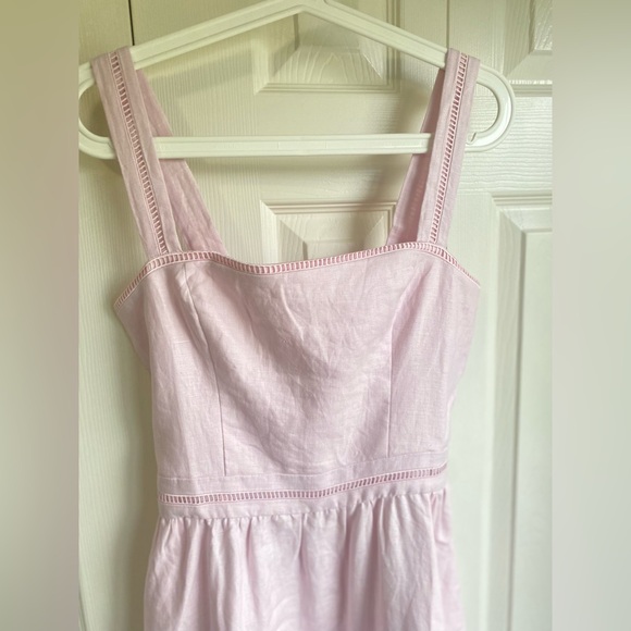 New Reformation Everett Midi Linen Sleeveless Dress - Size 6 Cherry Blossom Pink - Picture 7 of 12